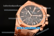 Audemars Piguet Royal Oak 41MM Chrono Miyota Quartz Full Rose Gold with Black Dial and White Stick Markers