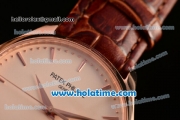 Patek Philippe Calatrava Swiss ETA 2824 Automatic Rose Gold Case with Champagne Dial and Stick Markers