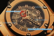 Hublot Big Bang Automatic Movement 7750 Coating Case with Rose Gold Bezel and Black Rubber Strap