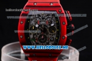 Richard Mille RM 11-03 Swiss Valjoux 7750 Automatic PVD Case with Skeleton Dial and Red Rubber Strap Red Bezel