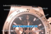 Rolex Cosmograph Daytona Clone Rolex 4130 Automatic Rose Gold Case with Black Dial Stick Markers and Brown Leather Strap (BP)