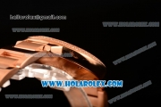 Cartier Rotonde De Miyota Quartz Rose Gold Case/Bracelet with Silver Dial and Diamonds Bezel