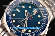 Omega Seamaster Diver 300 M Co-Axial Miyota 9015 Automatic Steel Case/Bracelet with Blue Dial and White Markers - 1:1 Original