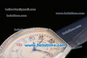 Franck Muller Chronometro Miyota Quartz Steel Case with Diamond Bezel Blue Leather Bracelet and Colorful Numeral Markers