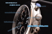 IWC Portofino Chronograph Swiss Valjoux 7750-SHG Automatic Steel Case with Black Dial and Black Leather Strap 7750 Coating