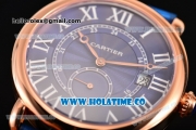 Cartier Rotonde De Asia Manual Winding Rose Gold Case with Blue Dial and White Roman Numeral Markers