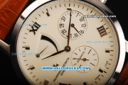 Vacheron Constantin Power Reserve Automatic Movement Steel Case with White Dial and Leather Strap