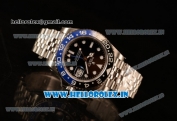 Rolex GTM-Master II 2836 Automatic Steel Case with Black Dial Dots Markers and Steel Bracelet With Blue/Black Ceramic Bezel