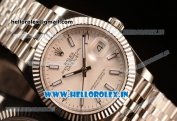 Rolex Datejust 37mm Swiss ETA 2836 Automatic Steel Case with Jubilee Steel Bezel White Dial Stick Steel Bracelet