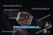 Richard Mille RM 038 Miyota 9015 Automatic PVD Case with Skeleton Dial Dot Markers Red Inner Bezel and Black Rubber Strap