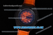 Hublot King Power Chrono Japanese Miyota OS20 Quartz PVD Case with Orange Dial and Orange Leather Strap