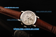 A.Lange&Sohne Datograph Flyback Chronograph Swiss Valjoux 7750 Manual Winding Movement White Dial with Brown Leather Strap