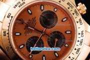 Rolex Daytona Oyster Perpetual Swiss Valjoux 7750 Automatic Movement Full Rose Gold with Rose Gold Dial-White Stick Markers and Black Subdials