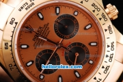 Rolex Daytona Oyster Perpetual Swiss Valjoux 7750 Automatic Movement Full Rose Gold with Rose Gold Dial-White Stick Markers and Black Subdials