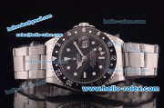 Rolex GMT Master Vintage Asia 2813 Automatic Full Steel With Black Bezel and Black Dial-White Punctate Markers