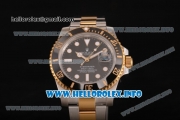 Rolex Submariner Miyota 9015 Automatic Yellow Gold/Steel Case with Black Dial and White Dot Markers (BP)