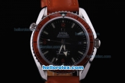 Omega Seamaster Planet Ocean Automatic with Orange Bezel and Leather Strap
