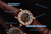 Patek Philippe Grand Complications Asia 3836 Automatic Rose Gold Case with Brown Leather Strap Skeleton Dial Numeral Markers