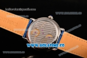 Cartier Rotonde De Asia Manual Winding Steel Case with Blue Dial and White Roman Numeral Markers