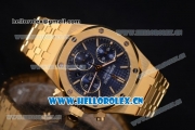 Audemars Piguet Royal Oak Chronograph Swiss Valjoux 7750 Automatic Yellow Gold Case/Bracelet with Blue Dial Stick Markers (EF)