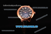 Cartier Ballon Bleu De Small Swiss Quartz Rose Gold Case with Black Dial White Roman Numeral Markers and Black Leather Strap