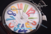 Gaga Milano Italy Asia 6497 Manual Winding PVD Case with White Dial and Black Strap - colorized Markers