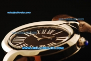 Cartier d'Art Swiss Quartz Steel Case with Brown Dial and Brown Leather Strap