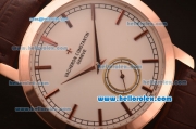 Vacheron Constantin Patrimony Automatic Rose Gold Case with White Dial and Brown Leather Strap