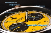 Ferrari Granturismo Quartz Wall Clock Stainless Steel Case with Yellow Dial