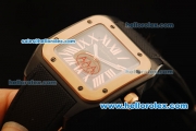 Cartier Santos 100 Swiss ETA W200 Automatic Movement PVD Case with Rose Gold Bezel and Black Dial - 1:1 Original