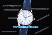 Omega Seamaster Aqua Terra 150M Clone 8500 Automatic Steel Case with White Dial Blue Leather and Stick Markers (EF)