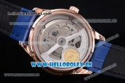 IWC Portuguese Tourbillon Asia ST25 Automatic Rose Gold Case with Blue Dial Arabic Numeral Markers and Blue Leather Strap