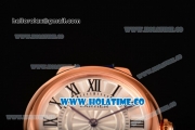 Cartier Ballon Bleu De Small Swiss Quartz Rose Gold Case with White Dial Black Roman Numeral Markers and Blue Leather Strap