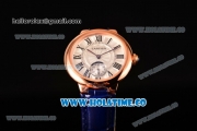 Cartier Ballon Bleu De Small Swiss Quartz Rose Gold Case with White Dial Black Roman Numeral Markers and Blue Leather Strap