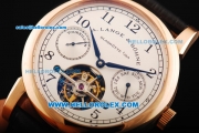 A.Lange&Sohne Glashutte Swiss Tourbillon Manual Winding Movement Rose Gold Case with White Dial and Black Arabic Numerals