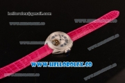 Cartier Cle de Cartier Flying Tourbillon Swiss Tourbillon Manual Steel Case with White Dial and Pink Leather Strap (ZF)