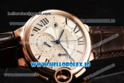 Cartier Ballon Bleu De Large Chronograph 7705 Automatic Rose Gold Case with White Dial Roman Numeral Markers and Genuine Leather Strap (ZF)