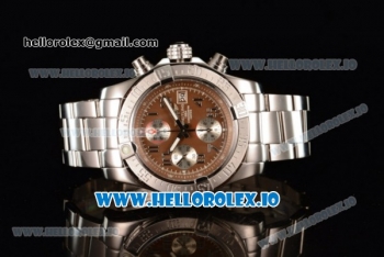 Breitling Super Avenger II 7705 Automatic Steel Case with Brown Dial Arabic Numeral Markers and Steel Bracelet (GF)