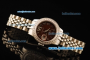 Rolex Datejust Automatic Movement ETA Coating Case with Brown Dial and Diamond Bezel-Steel Strap