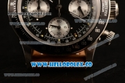 Rolex Daytona Vintage Edition Chrono Miyota OS20 Quartz Steel Case with Black Dial and Brown Leather Strap