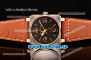 Bell&Ross BR 03-92 Miyota 9015 Automatic Steel Case with Black Dial and Brown Leather Strap - Arabic Numeral/Stick Markers (ZF)