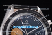 Omega Speedmaster Apollo 11 40th Anniversary Venus 7750 Manual Winding Steel Case with Black Dial Stick Markers and Black Leather Strap (EF)