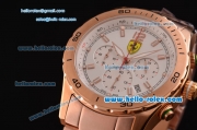 Ferrari Chronograph Miyota OS20 Quartz Rose Gold Case with Stick Markers White Dial and Rose Gold Strap