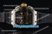 Richard Mille RM 011 Felipe Massa Flyback Swiss Valjoux 7750 Automatic Steel Case with Skeleton Dial and Black Rubber Strap Arabic Numeral Markers