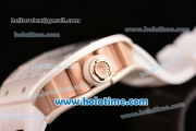 Richard Mille RM 52-01 Miyota 6T51 Automatic Rose Gold Case with White Skull Dial and White Rubber Bracelet