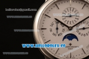 Vacheron Constantin Patrimony Perpetual Calendar Clone Original Automatic Steel Case with White Dial and Blue Leather Strap - (AAAF)