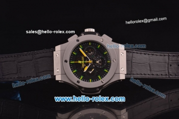 Hublot Aero Bang Niemeyer Swiss Valjoux 7750 Automatic Movement Steel Case with Black Skeleton Dial and Green/Yellow Markers/Hands