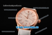 Rolex Cellini Time Asia 2813 Automatic Rose Gold Case with Beige Dial White Leather Strap and Stick Markers