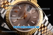 Rolex Datejust II Asia 2813 Automatic Two Tone Case/Bracelet with Grey Dial and Stick Markers (BP)