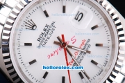 Rolex Datejust Turn-O-Graph Oyster Perpetual Automatic Movement with White Dial and Red Second Hand